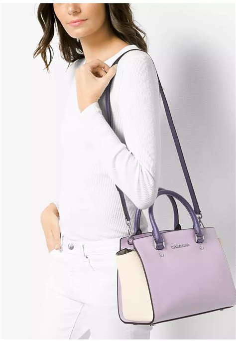 michael kors selma medium satchel in lilac